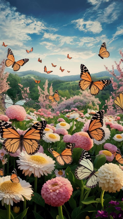 Butterfly Garden Spring iPhone Wallpaper