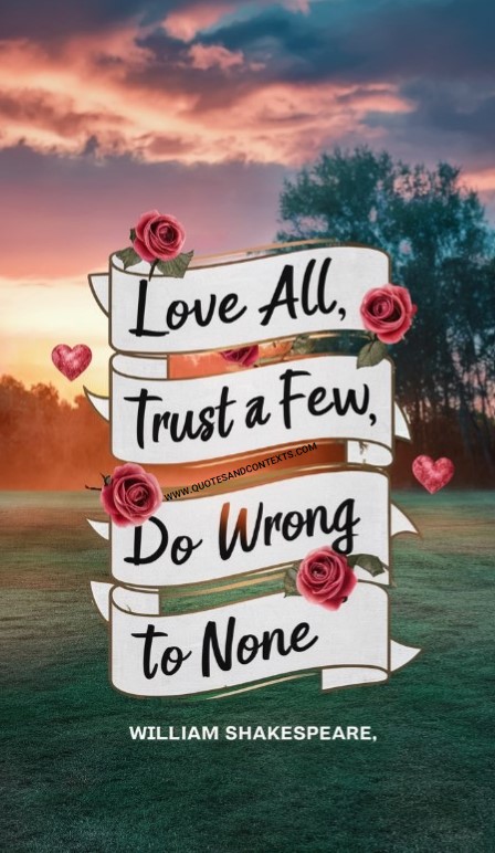 Quotes and Contexts -- Love all, trust a few, do wrong to none