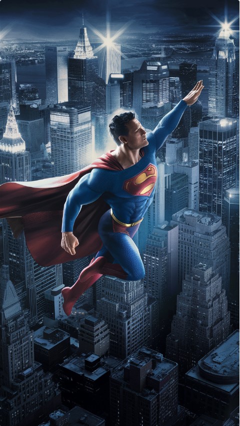 Superman and Metropolis Skyline Wallpaper