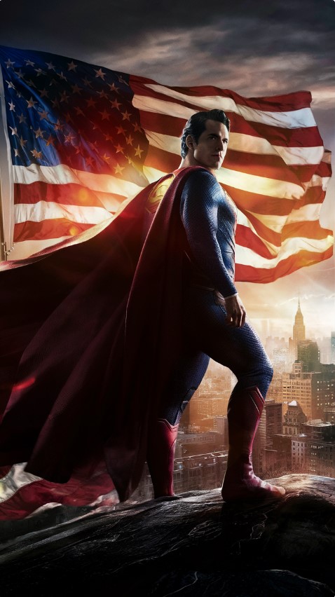 Superman with American Flag Wallpaper