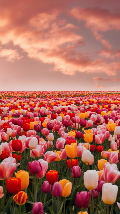 Tulip Field Spring iPhone Wallpaper