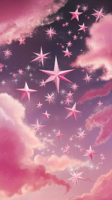 A celestial design with a pink background and glittering stars for a magical feel.