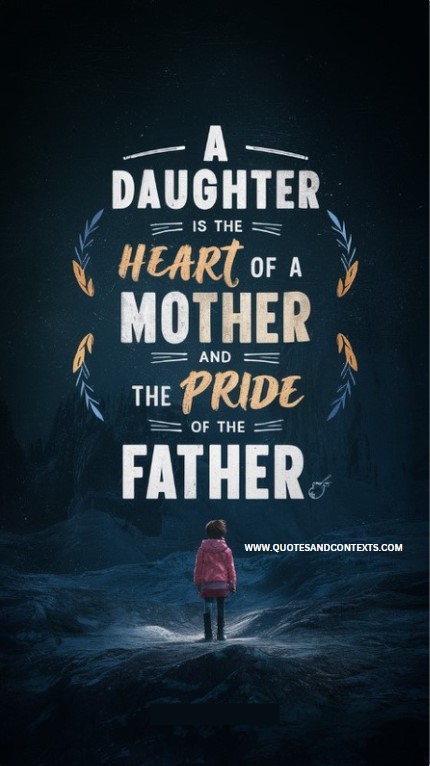 A daughter is the heart of a mother and the pride of a father