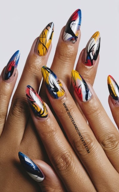 Abstract Art Almond Nails