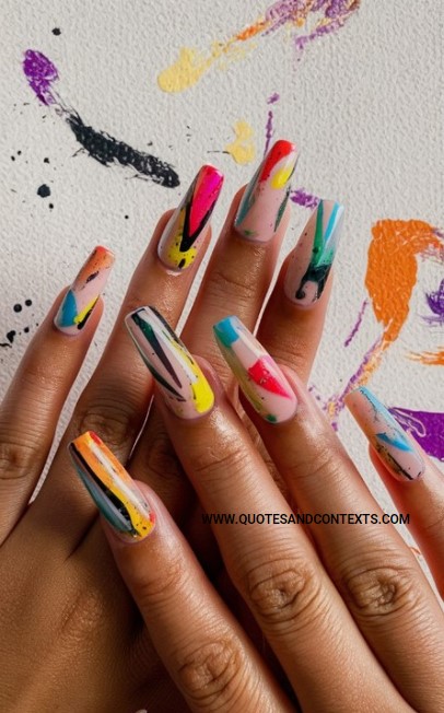 Acrylic Nails Idea - Abstract Art Acrylic Nails