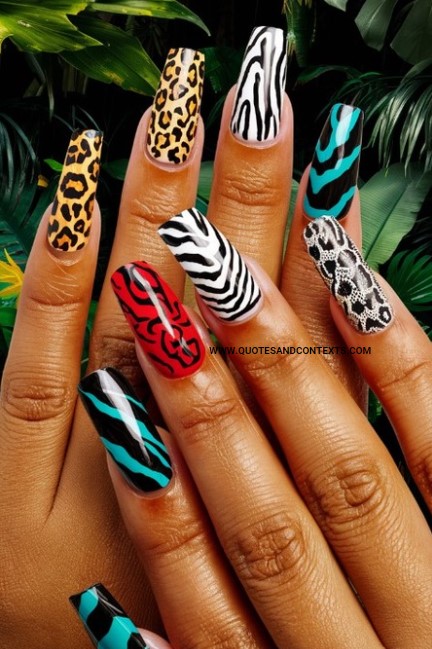 Acrylic Nails Idea - Animal Print Acrylic Nails