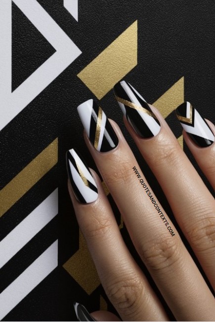 Acrylic Nails Idea - Geometric Glam Acrylic Nails