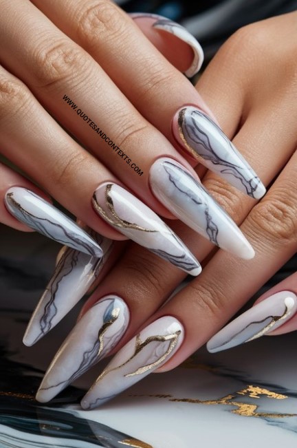 Acrylic Nails Idea - Marble Magic Acrylic Nails