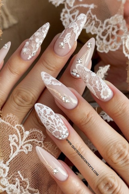 Acrylic Nails Idea - Vintage Lace Acrylic Nails