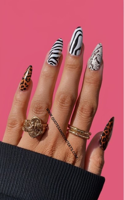 Animal Print Almond Nails