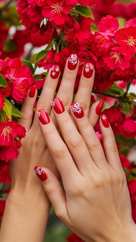 Cherry Blossom Red - Red Nails