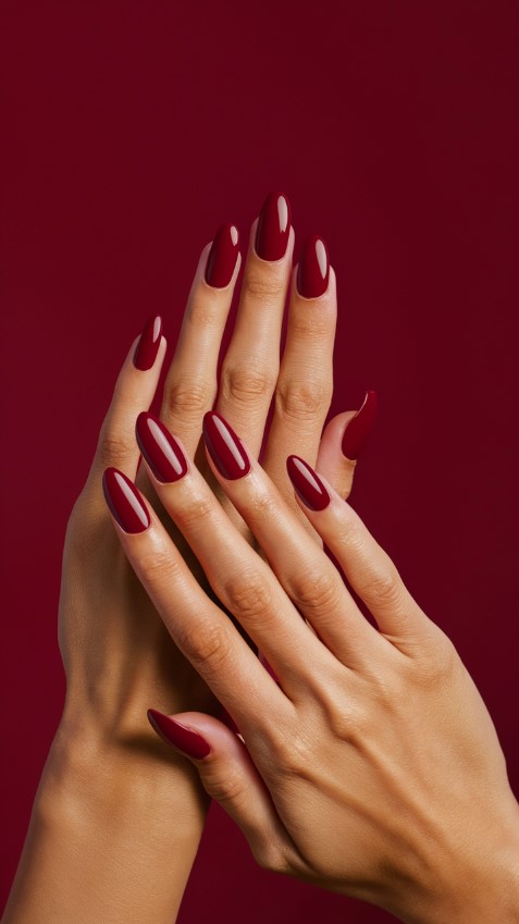 Classic Crimson Elegance - Red Nails