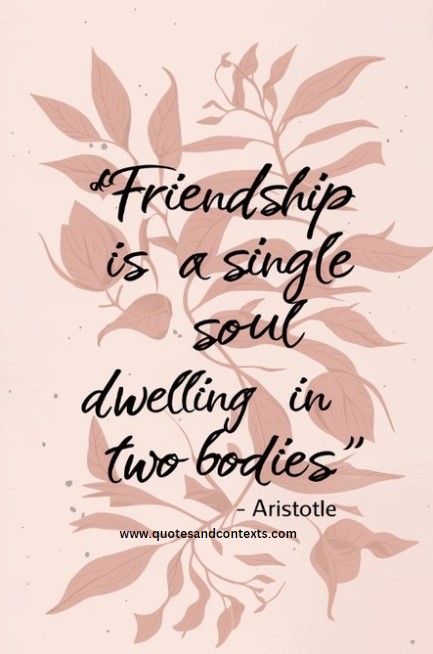 Friendship Quotes - Friendship is a single soul dwelling in two bodies