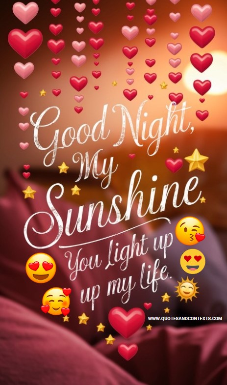 Good Night, My Sunshine. You Light Up My Life - Romantic Good Night Messages 1