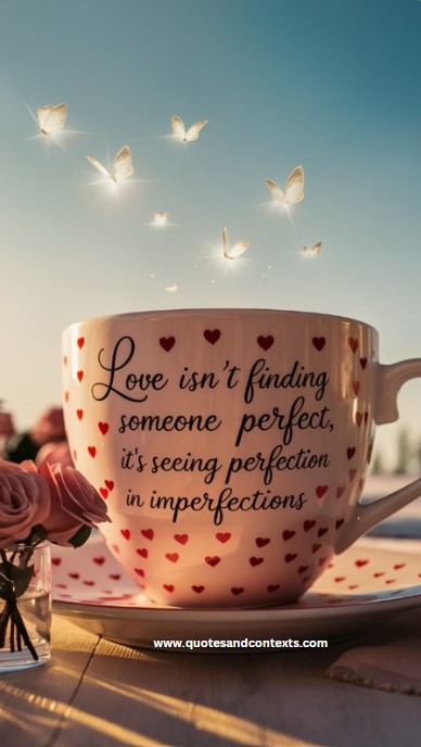 Love isn't finding someone perfect; it's seeing perfection in imperfections - Deep Romantic Love Quotes