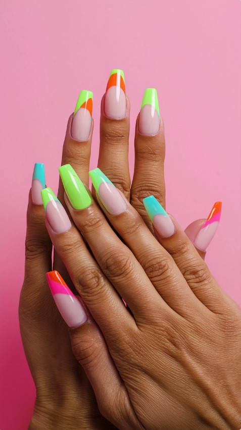 Neon French Tips - French Tip Nails