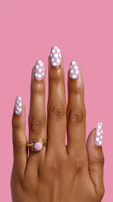 Pink Polka Dot Fun - Pink Nails