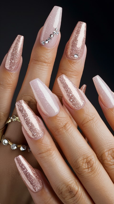 Pink Summer Nails - Pink Glitter Glam