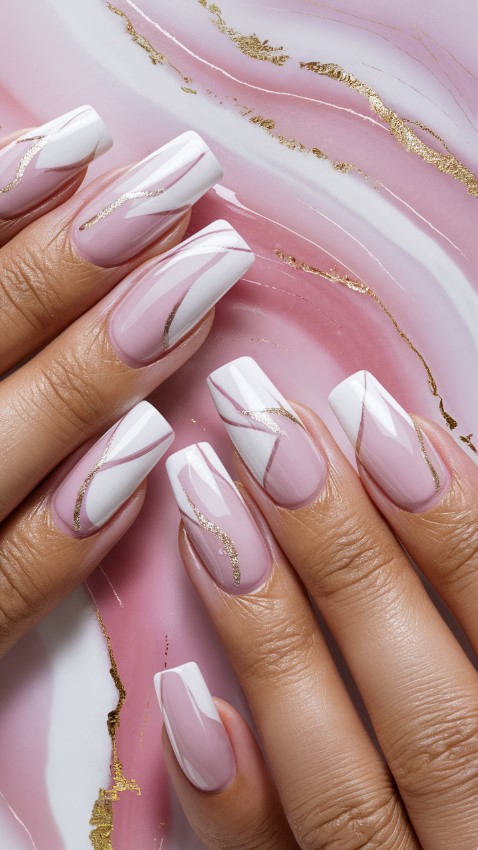 Pink Summer Nails - Pink Marble Magic