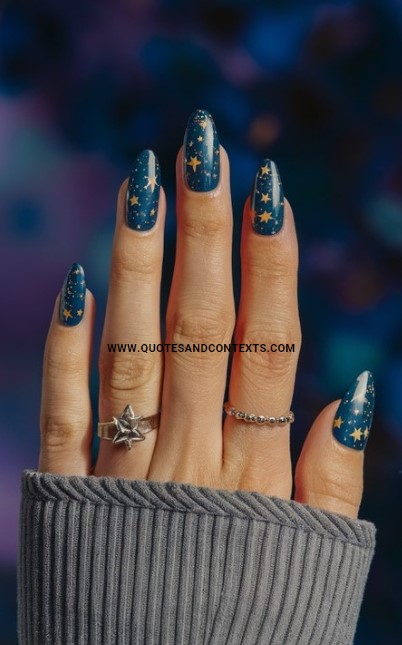 Starry Night Almond Nails