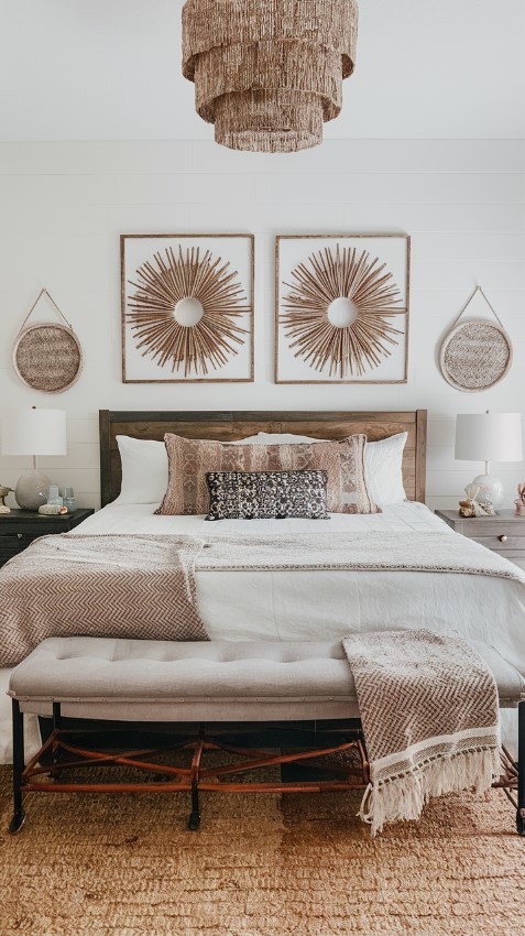 Summer Bedroom Decor - The room features a soft, light-colored palette 