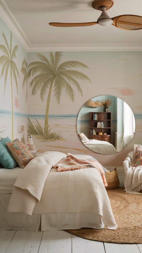 Summer Bedroom Decor Idea With Subtle Beach Scene