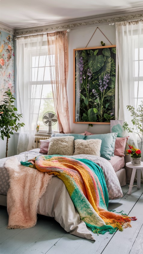 Summer Bedroom Decor - The room features a soft, light-colored palette with a mix of pastel hues, creating a serene and refreshing atmosphere