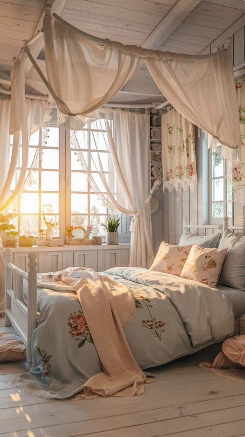 Summer Bedroom Decor With Soft Pastel Colors And Light Wood Tones