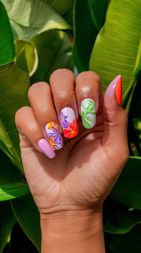 Vacation Nails - Tropical Flowers