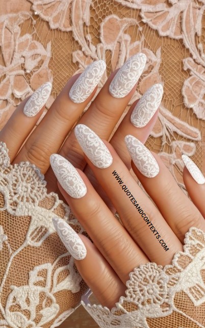 Vintage Lace Almond Nails