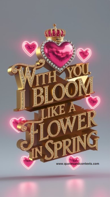 With you, I bloom like a flower in spring - Deep Romantic Quotes