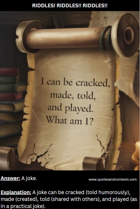 I can be cracked, made, told, and played. What am I 2