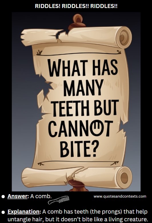 What has many teeth but cannot bite 2