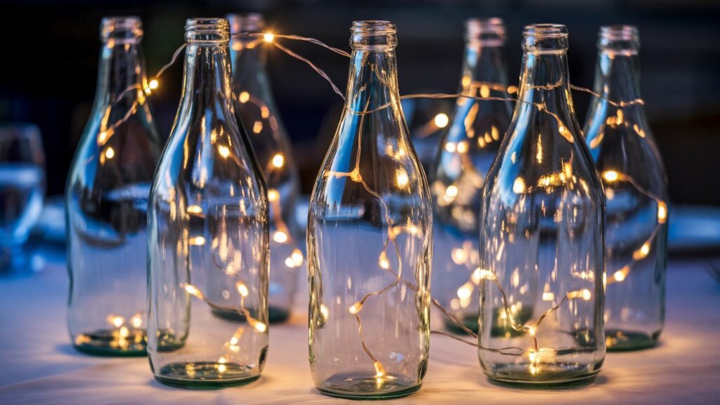 Christmas Decor Idea - Christmas Light Bottle Vases