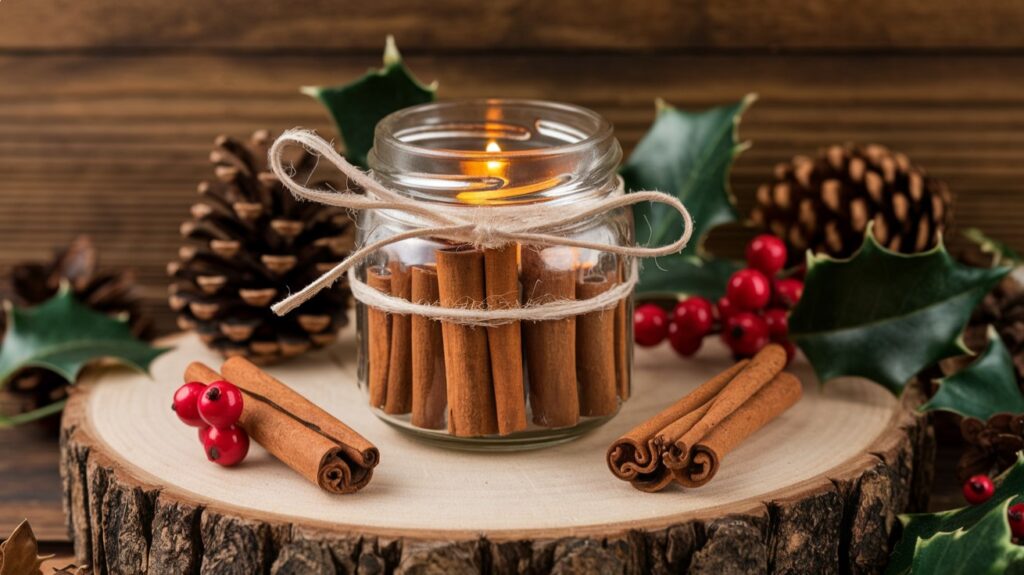 Christmas Decor Idea - Cinnamon Stick Candle Holders