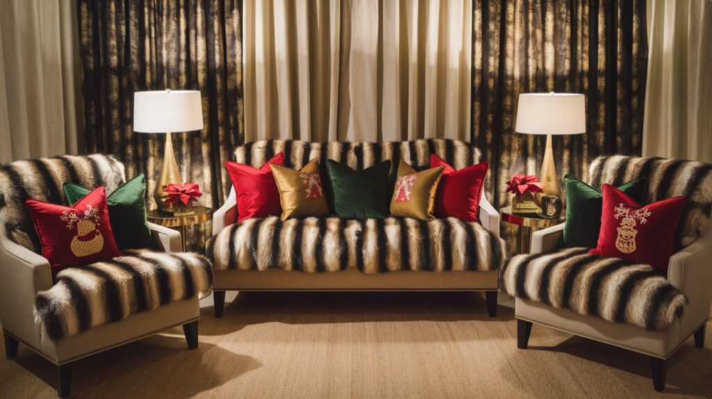 Christmas Decor Idea - Faux Fur Throw and Pillows