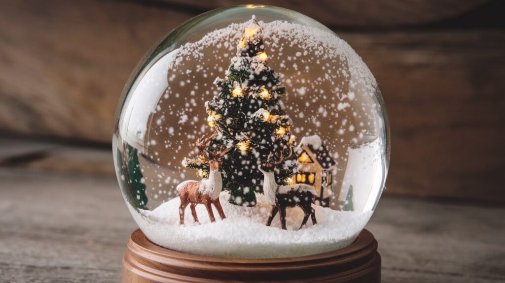 Christmas Decor Idea - Faux Snow Globes on Shelves