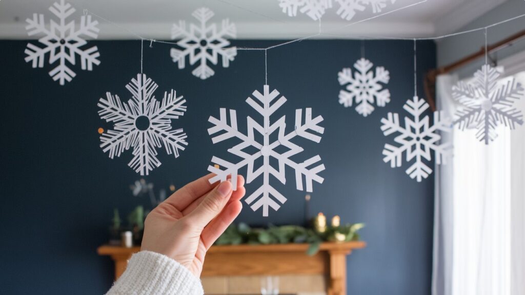 Christmas Decor Idea - Hanging Paper Snowflakes