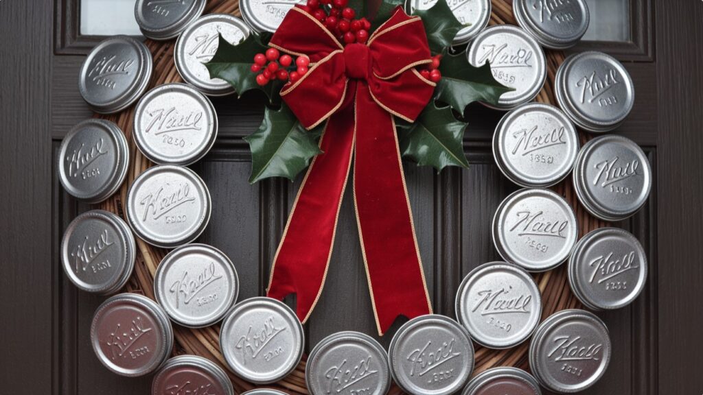 Christmas Decor Idea - Mason Jar Lid Wreath