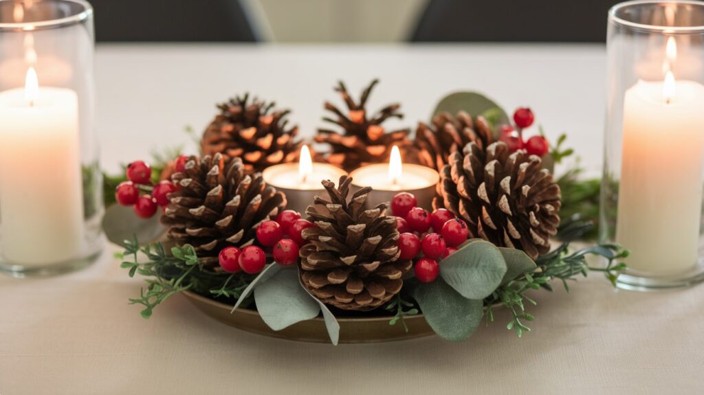 Christmas Decor Idea - Pinecone and Berry Centerpiece