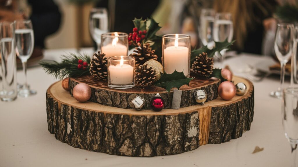 Christmas Table Decorations - Rustic Log Platter