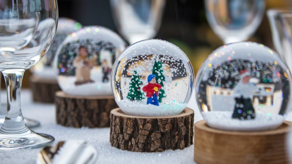 Christmas Table Decorations - DIY Snow Globe Glasses