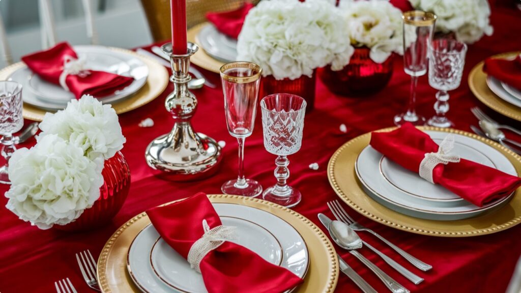 Christmas Table Decorations - Simple Red and White Table Setting