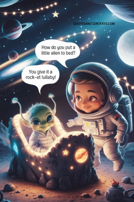 Dad Jokes - How do you put a little alien to bed