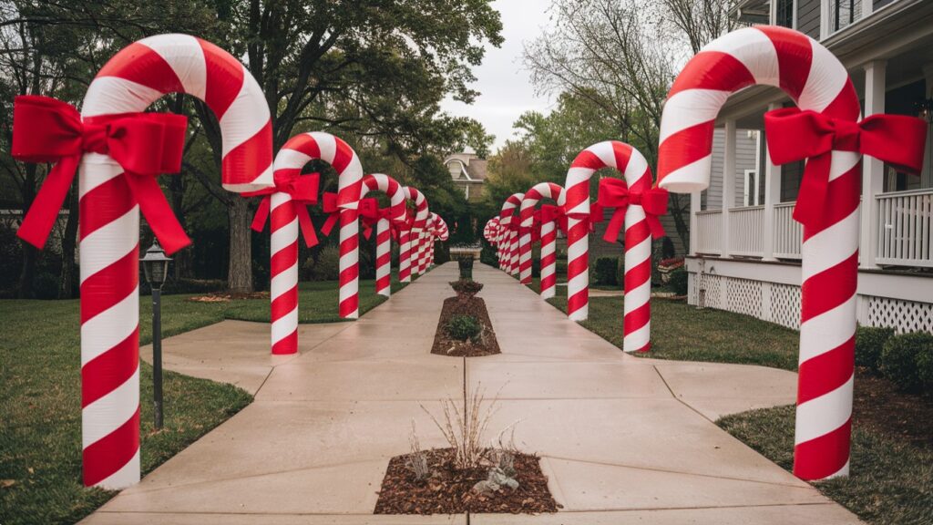 Outdoor Christmas Decor Ideas - Candy Cane Lane Walkway