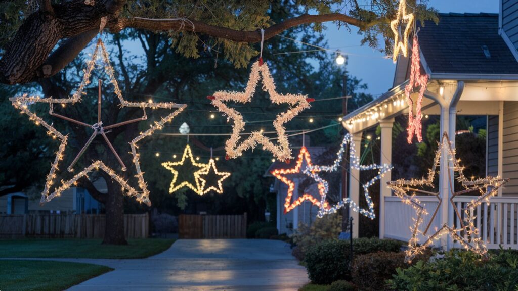 Outdoor Christmas Decor Ideas - DIY Hanging Christmas Stars