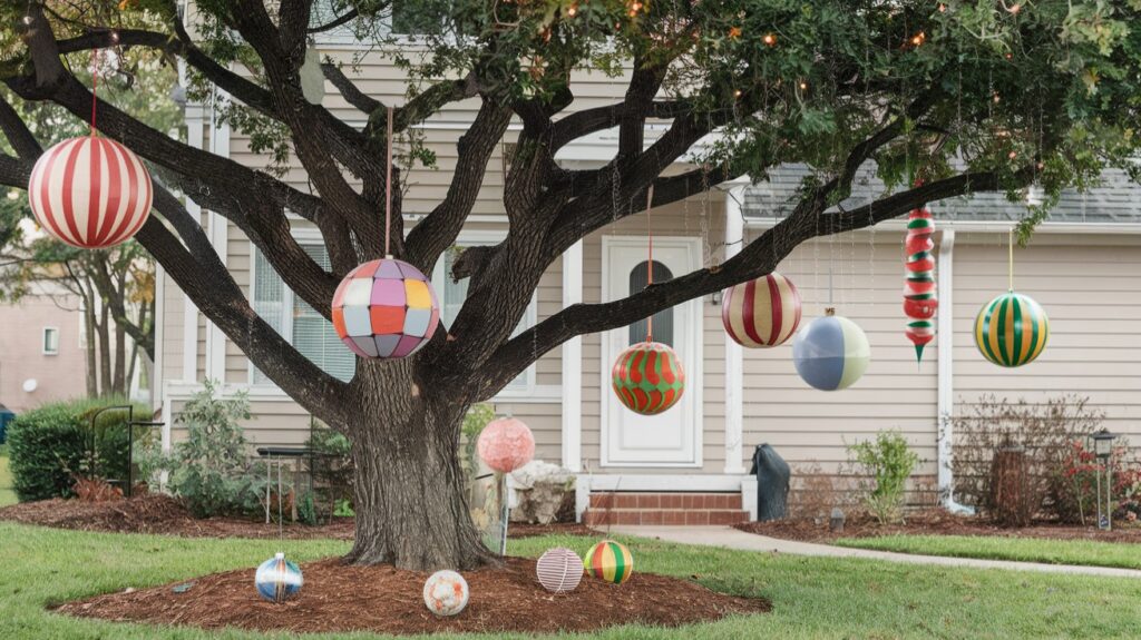 Outdoor Christmas Decoration ideas - DIY Hanging Ornaments from Trees