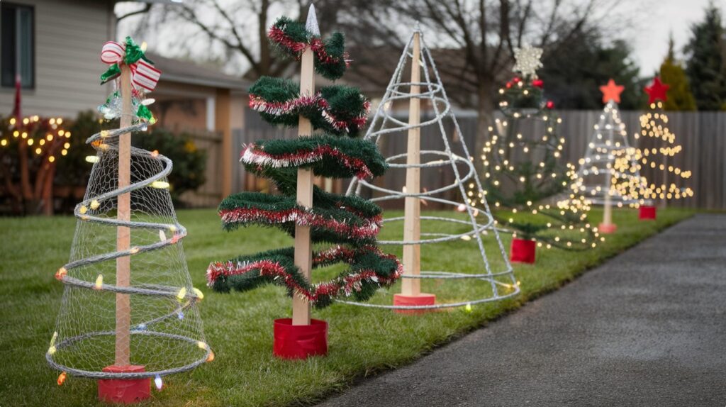 Outdoor Christmas Decoration ideas - DIY Light-Up Christmas Trees