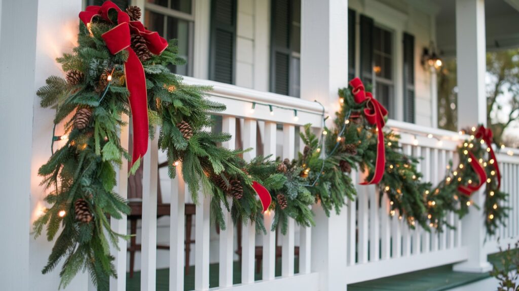 Outdoor Christmas Decoration ideas - DIY Outdoor Garland and Lights Overhang